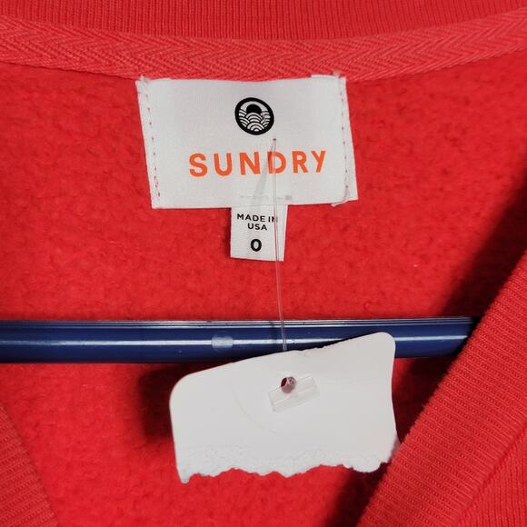 Sundry Red Crewneck Sweater with Shoulder Pads, size 0 - Picture 4 of 5